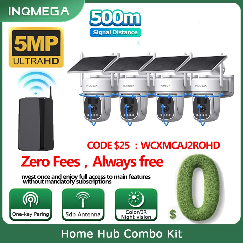 Sectec 5MP Solar WiFi Outdoor Camera Wireless Security Surveillance with AI Humanoid Detection Siren Alarm Two Way Audio IP66