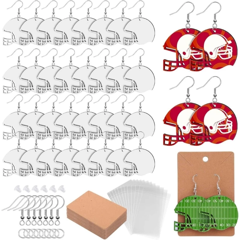 

50 Pcs Heat Transfer Football Ear Drops Unique Helmets Earwear Jewelry for Party A0KD