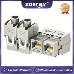 ZOERAX 1Pcs Cat6a Cat7 Keystone Jack Cat7 RJ45 STP Tool-Less Type Zinc Alloy Module Jacks Adapter Coupler for 22 to 26 AWG Cable