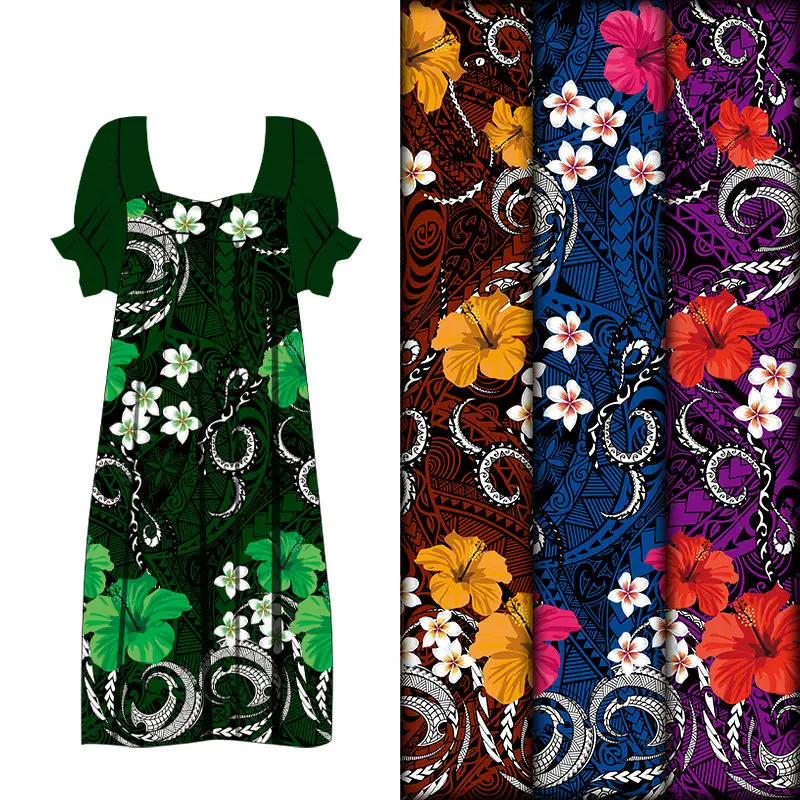 

New Printed Micronesian Fabric For Ladies Dress 100% polyester Island dresses fabric