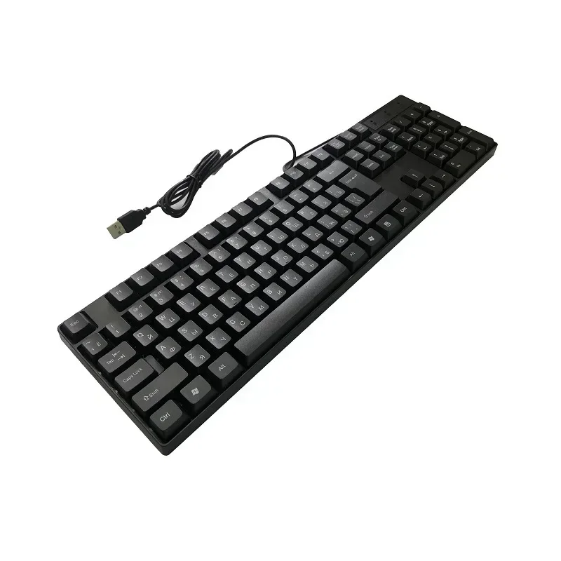 Teclado com fio de linguagem pequena Russo Espanhol Árabe Francês layout USB com fio 104 teclado de comércio exterior