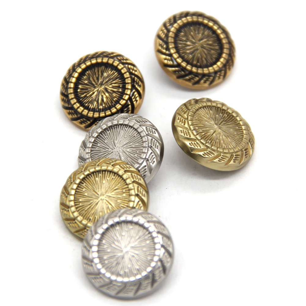 HENGC Retro Round Gold Metal Buttons For Clothes Antique Women Coat Suit Blazer White Bronze Handmade Decorations DIY Crafts