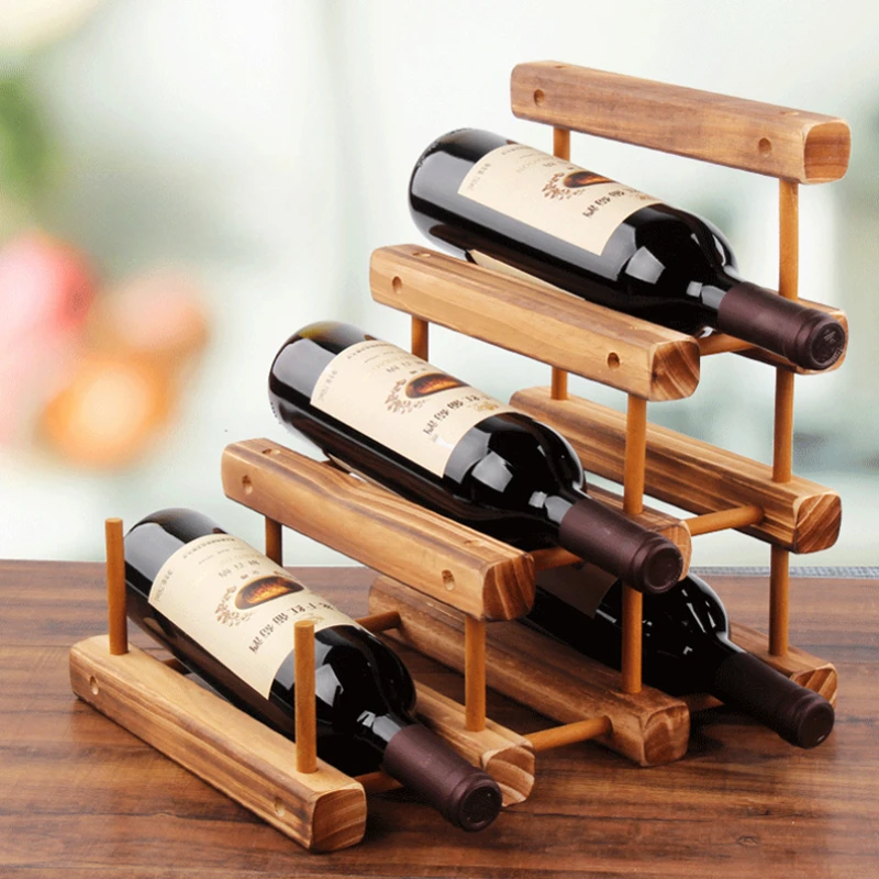 Simple Style Solid Wood Red Wine Rack Decoration Home Wine Bottle Display Rack Living Room Bar & Wine Cabinets #050D