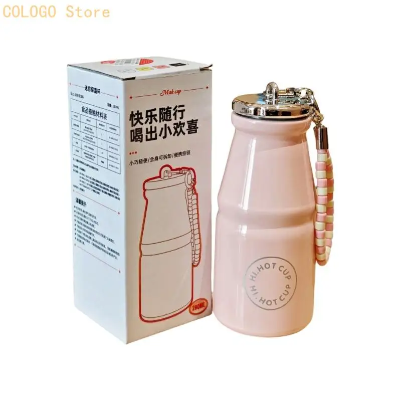 Mini Stainless Steels Milk Bottle Drinking Cup Insulated Vacuum Flask With Lanyard Keep Beverages Warm Or Cold D0LD