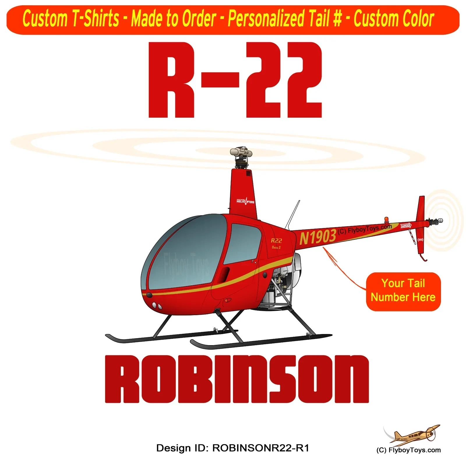 2019 Hot Sale 100% T Shirt Robinson R22 (Red) Helicopter T-shirt - Personalized with Your Tee Shirt