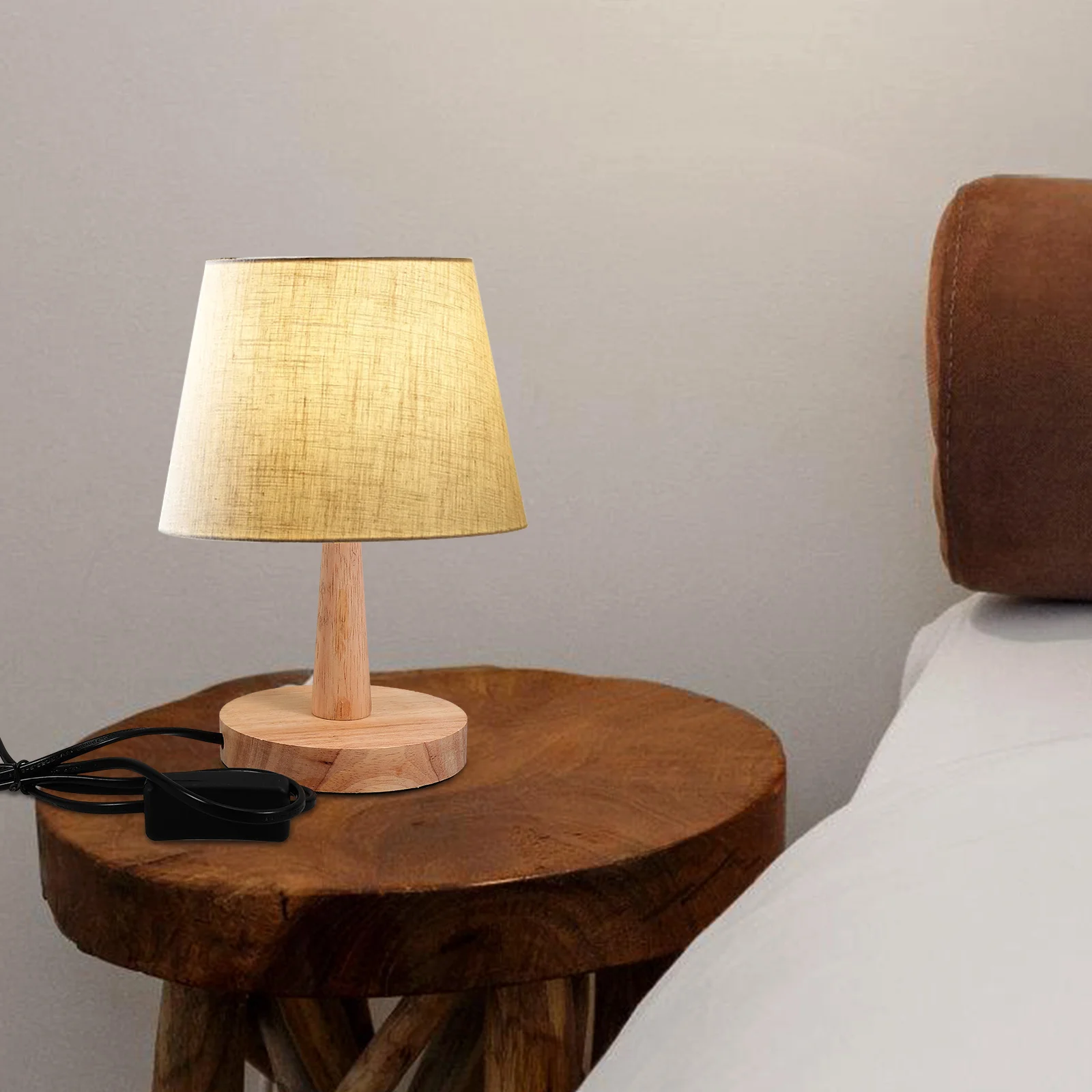 

Wooden Craft Lamp Base Table Light Holder E27 Bulb Stand Rounded Desk Accessory Decorative Wood Light Support For Bedroom Office