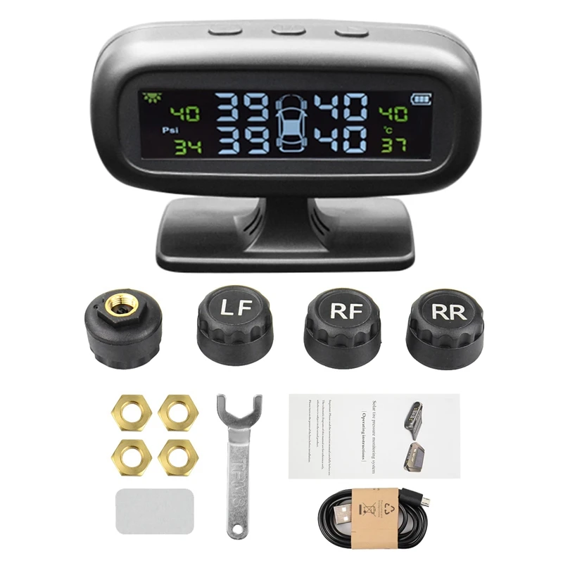 

Car TPMS Solar Tire Pressure Monitoring System Digital Gauge Solar Tire Pressure For Car