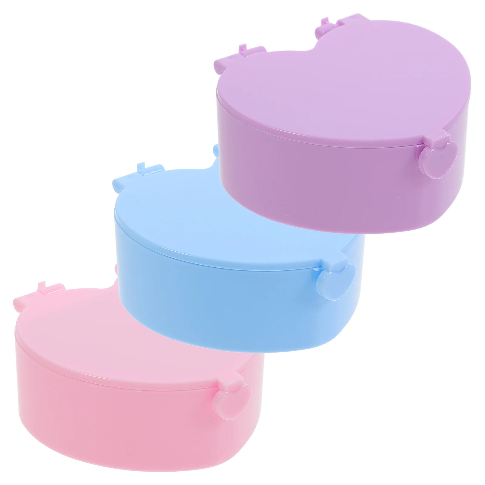 

3Pcs Small Heart Shaped Jewelry Case Portable Plastic Organizer for Necklaces Bracelets Brooches Hairpins Daily Use and Trip