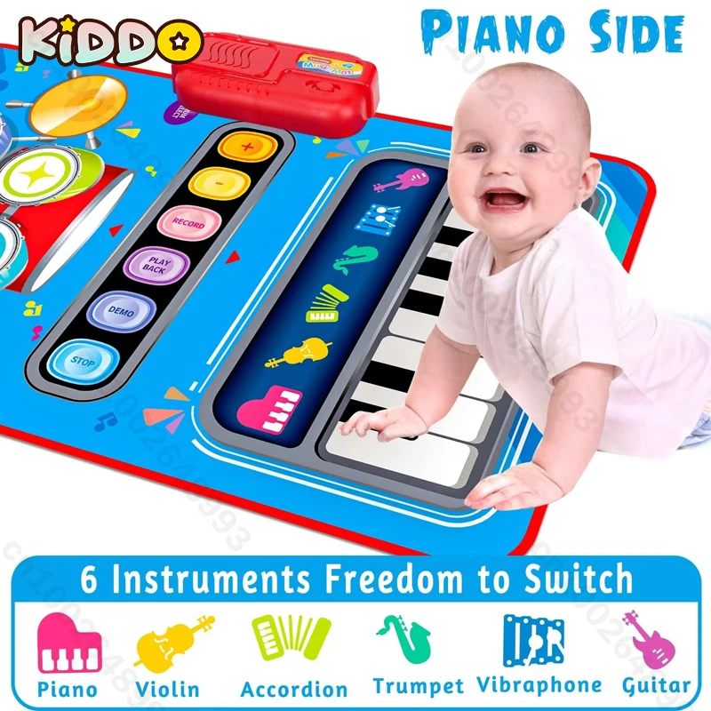 Peuter Muzikale Piano Mat 80x50cm voor Kinderen Educatief Speelgoed Vloer Toetsenbord Drum Speelgoed Dansmat met Instrumenten Geluiden Speelgoed