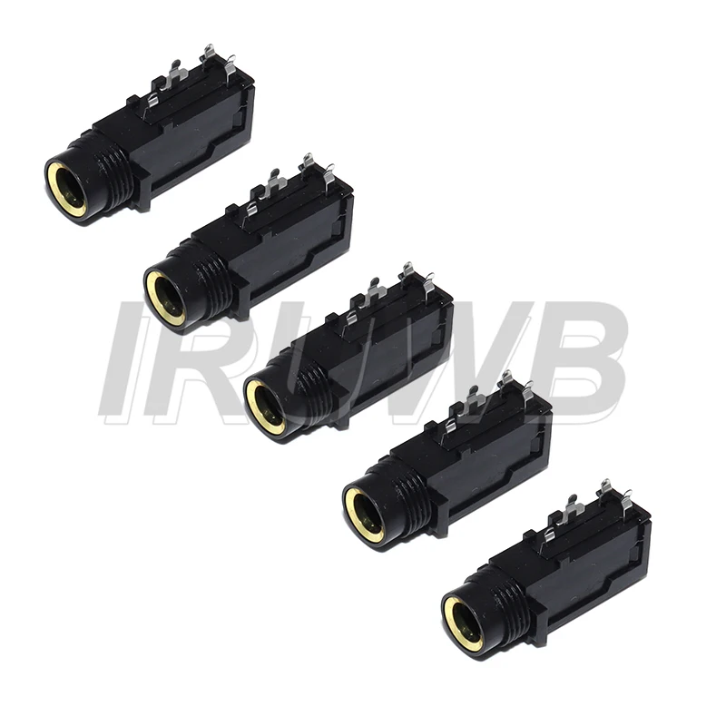 5PCS 6.35 Audio Straight jack Connector DIY 6.35mm Jack Gold Plated 4P Stereo Dual Channel Microphone Socket