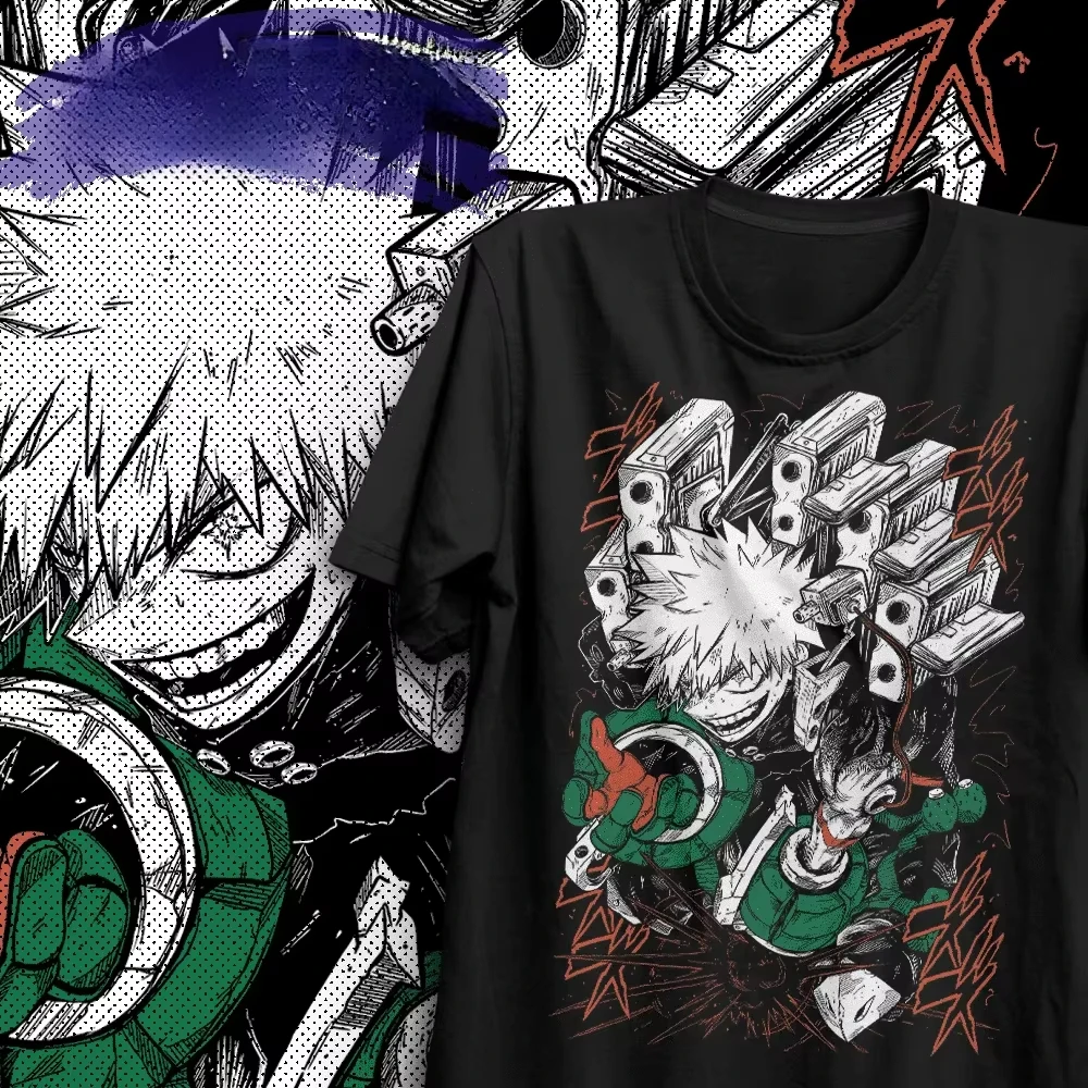 

Bokuno Hero – Bakugo Аниме Футболка Манга Подарок для любителей аниме Все размеры Графические футболки Y2k Топ Женская одежда Негабаритные