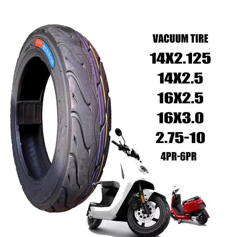 14X2.125 14x2.50 16X2.50 16X3.0 2.75-10 Tyre Tubeless Tire for KUGOO V1 B2 Electric Vehicle Wear-resistant