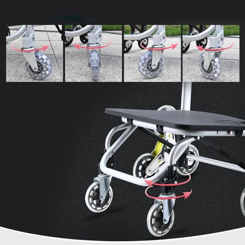 Folding Shopping Bag Cart Grocery Trolley Stainless Steel Rubber Wheels Climbing Stairs Aluminum Alloy Portable Storage Cart