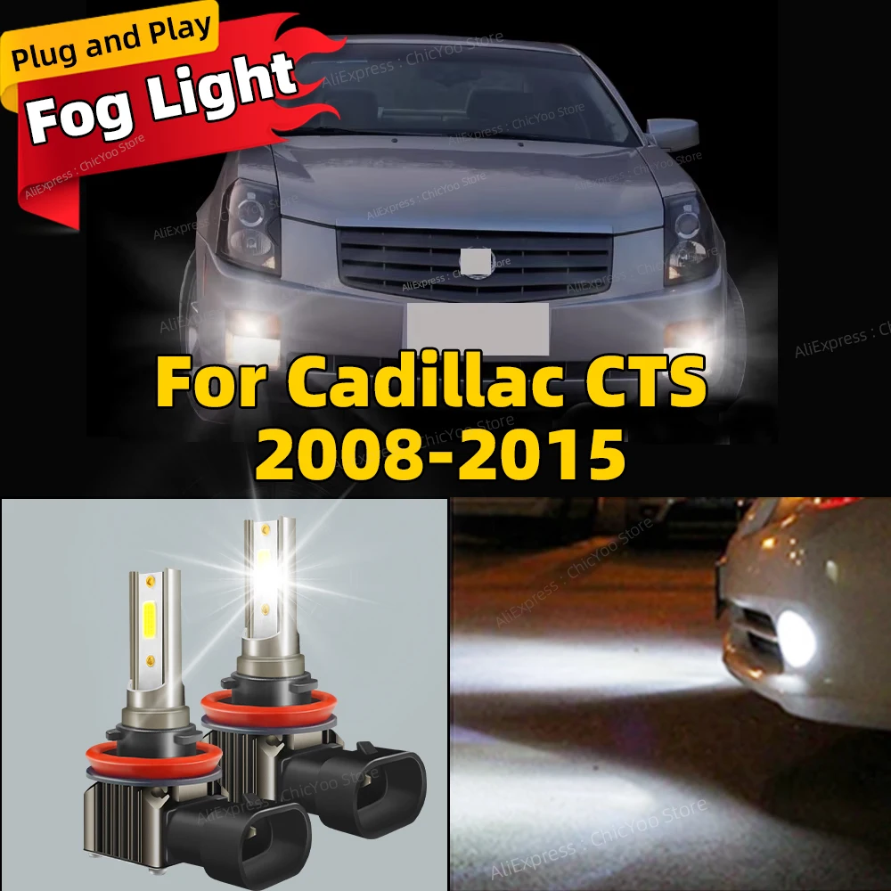 

2Pcs LED Lamp Car Front Fog Light Accessories 6000K For Cadillac CTS 2008 2009 2010 2011 2012 2013 2014 2015 Plug and Play