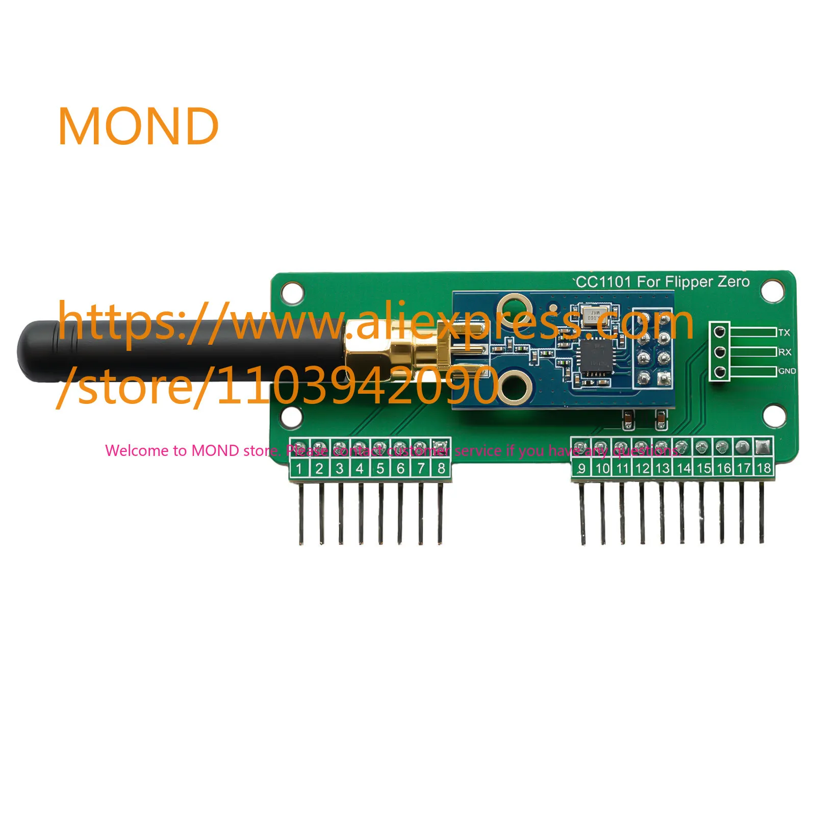 CC1101 Wireless WiFi Antenna Module for Flipper Zero SubGhz Dual Chip 433MHz GPIO Development Expansion Board Multi-Function