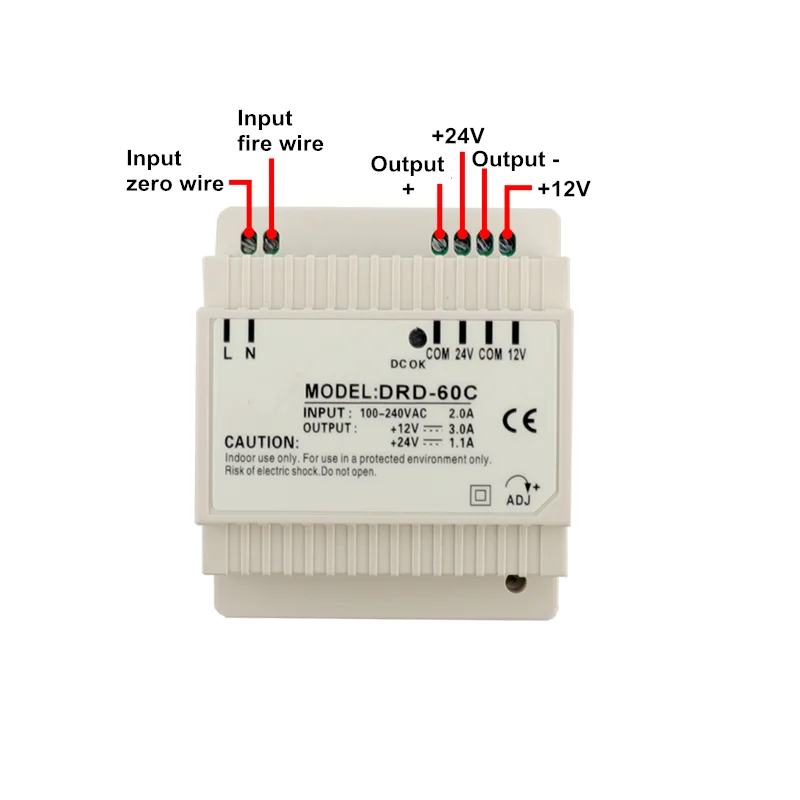 CHUX Dual Group Output Switching Power Supply 30W 60W 100W 120W 5v 12v 24v Din Rail Type AC DC LED Power Supplies