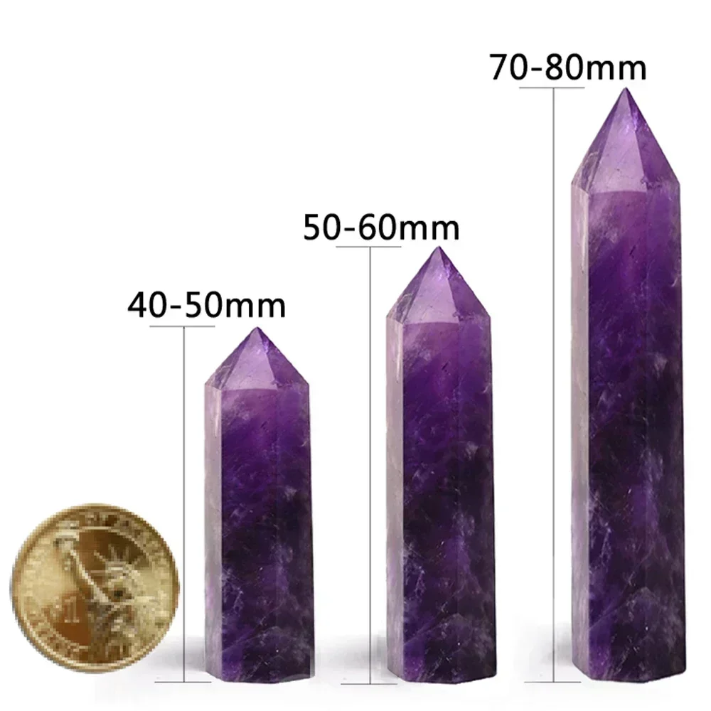 F9 Natural Stone and Crystals Point Wand Witchcraft Rose Quartz Amethyst Decoration Mineral Stones