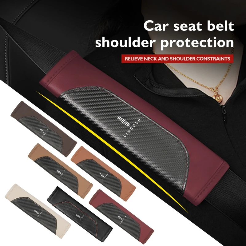 

For Lincoln Leather Seat Belt Shoulder Cover Anti-slip Protection Pads Navigator MKZ MKX MKC MKT Continental Nautilus
