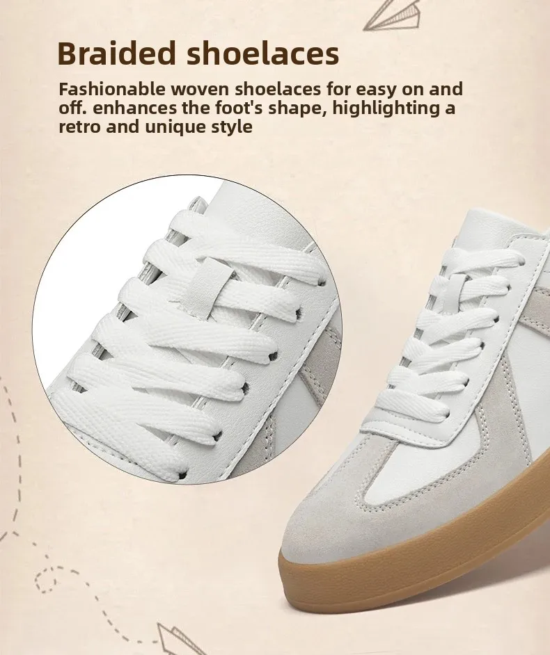 Men's Invisible Height Increasing Shoes 6/8cm German Training Shoes Breathable Genuine Leather Retro Casual Sports Shoes