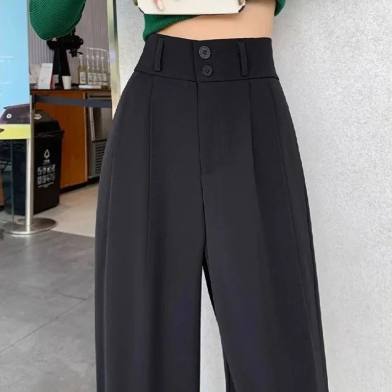 

Chic High Waist Wide Leg Pants Women Summer Spring Loose Straight Business Trouser Ladies Casual Baggy Streetwear Suit Pants New