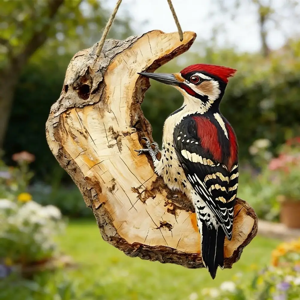 Vintage Wooden Bird Sign Handmade Boxwood Robin Wall Decor Rustic Farmhouse Forest Animal Hanging Ornament for Home Nursery Room