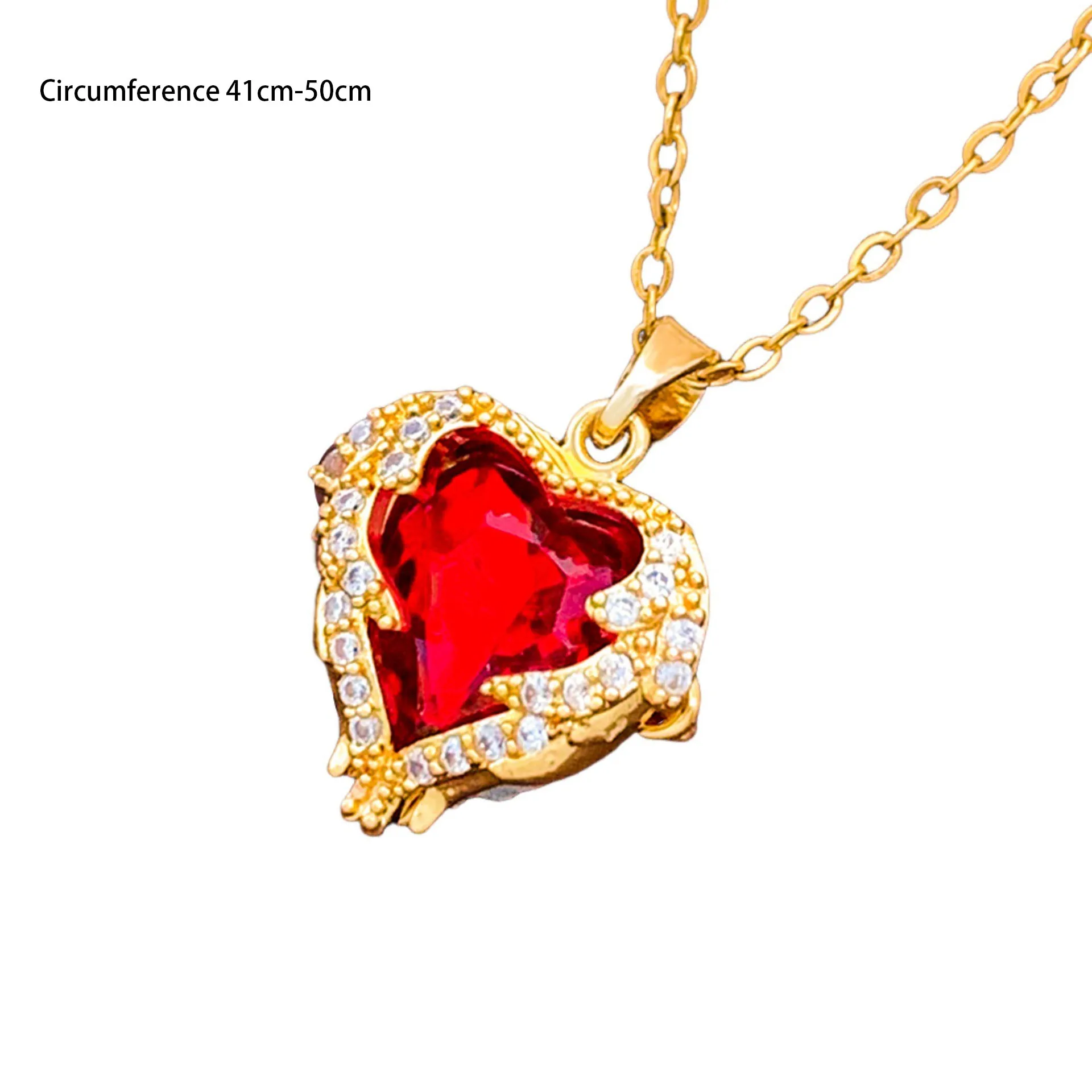 Top Luxury Romance Red Crystal Ocean Heart Pendant Necklace For Women Trendy Alloy Chain Jewelry Female Wedding Neck