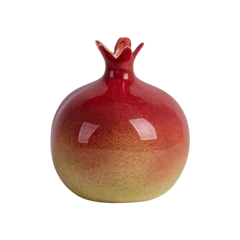 Handmade Ceramic Pomegranate Vase, Flower Arrangement Device, Tea Art Ornament Set, Chinese Home Decor