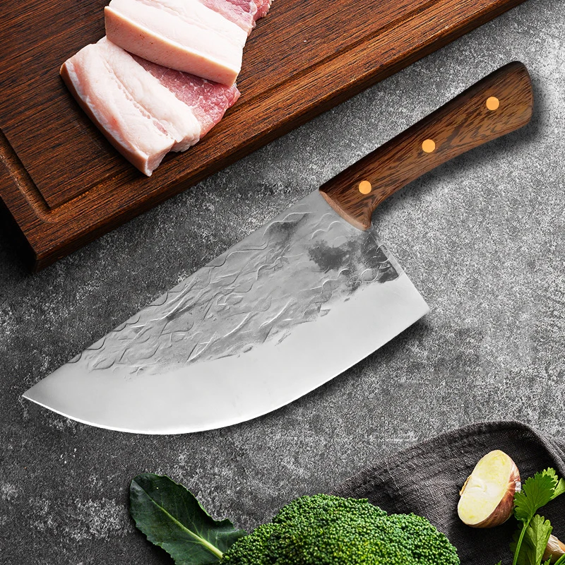Forged Stainless Steel Cleaver Knife Chef Butcher Meat Cleaver Boning Knife Household Chopping Knife Wood Handle Kitchen Knives view 5
