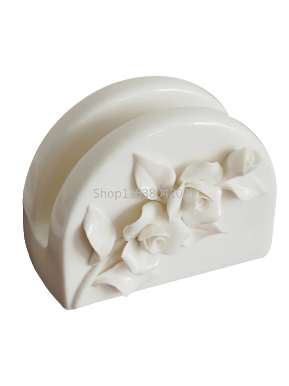 

Hand Pinch Flower Three-Dimensional Rose Shape Ceramic Napkin Bread Holder Shelf Dining-Table Decoration