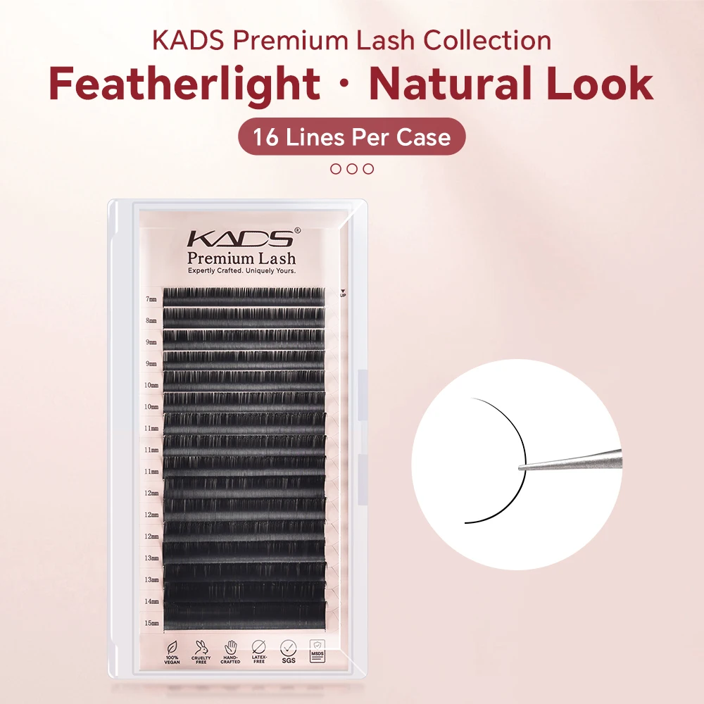 KADS Lashes Faux 0.03mm thickness C/CC/D/DD Curl 7-20mm Individual Eyelash Extension Flat Shape False Eyelashes Single Lashes