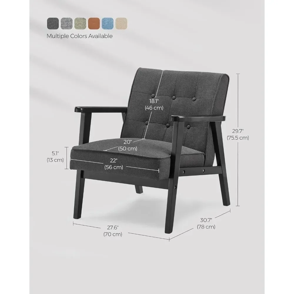 Classic Black Freight Free Armchair 1-Seat Cushioned Sofa for Living Room Bedroom Balcony Studio Leisure Chair Chairs Armchairs