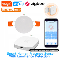 Smart Life Zigbee Human Presence Detector 5.8G/24G Tuya Wifi MmWave Radar Pir Montion Sensor With Luminance Detection