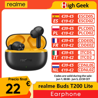 Global Version realme Buds T200 Lite Earphone Up to 48 Hours Playback 12.4mm Dynamic Bass Driver Quad-mic Al Ultra-low Latency
