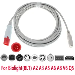 Compatible Biolight(BLT) A2 A3 A5 A6 A8 V6 Q5 Patient Monitor IBP Adapter Cable For BD Edward Medex Abbott Pressure Transducers