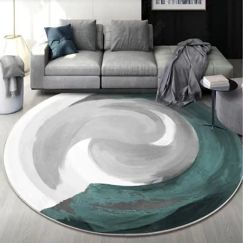 

Modern Light Luxury Round Carpets for Living Room Bedroom Decor Home Soft Kids Play Anti-slip Floor Mat Desk Hanging Basket Rugs