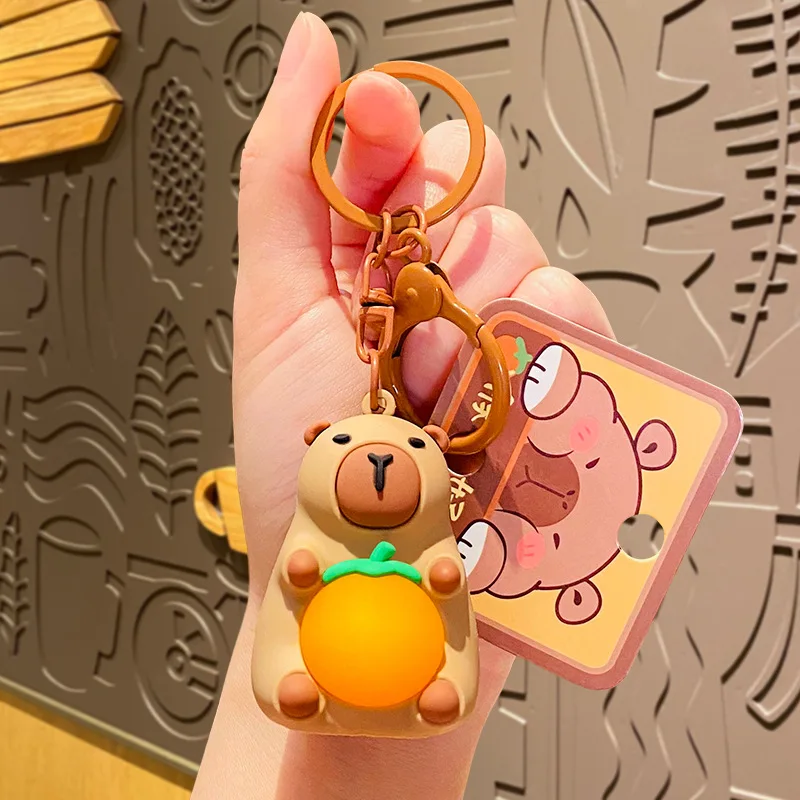 Simulation Capibara Anime Lighting In The Dark Toy Kawaii Cute Mini Doll Warm Light Keyring Creative Luminous Capybara Keychain