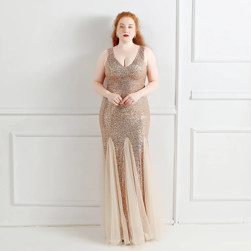 

Women's Lace Sequin Maxi Dress, Long Wedding Dress, Mother of the Bride Dresses for Weddings, Bridal Veil Party, Plus Size