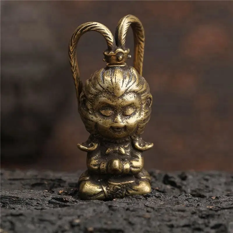 Immagine 7: AT02-3X Statuetta del Re Scimmia in Rame, Statua di Sun Wukong, Decorazione per Acquario, Ornamenti per la Casa, Decorazione per Auto