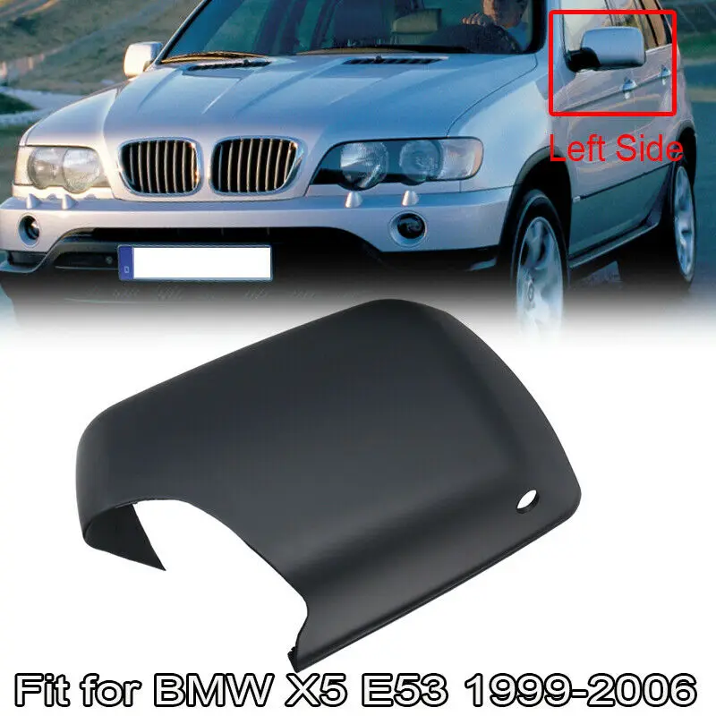 Rearview Mirror Cap Wing Side Mirror Cover Wiht Lamp Hole Fit For BMW E53 X5 1999-2006,Car Accessories Matte Black