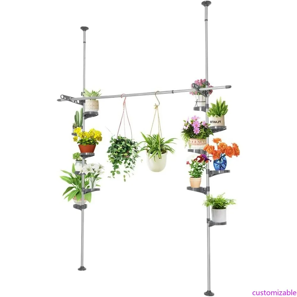 

Floor-to-Ceiling Indoor Plant Pole Stand with Double Tension Rods for Flower Pot Storage and Display Rack