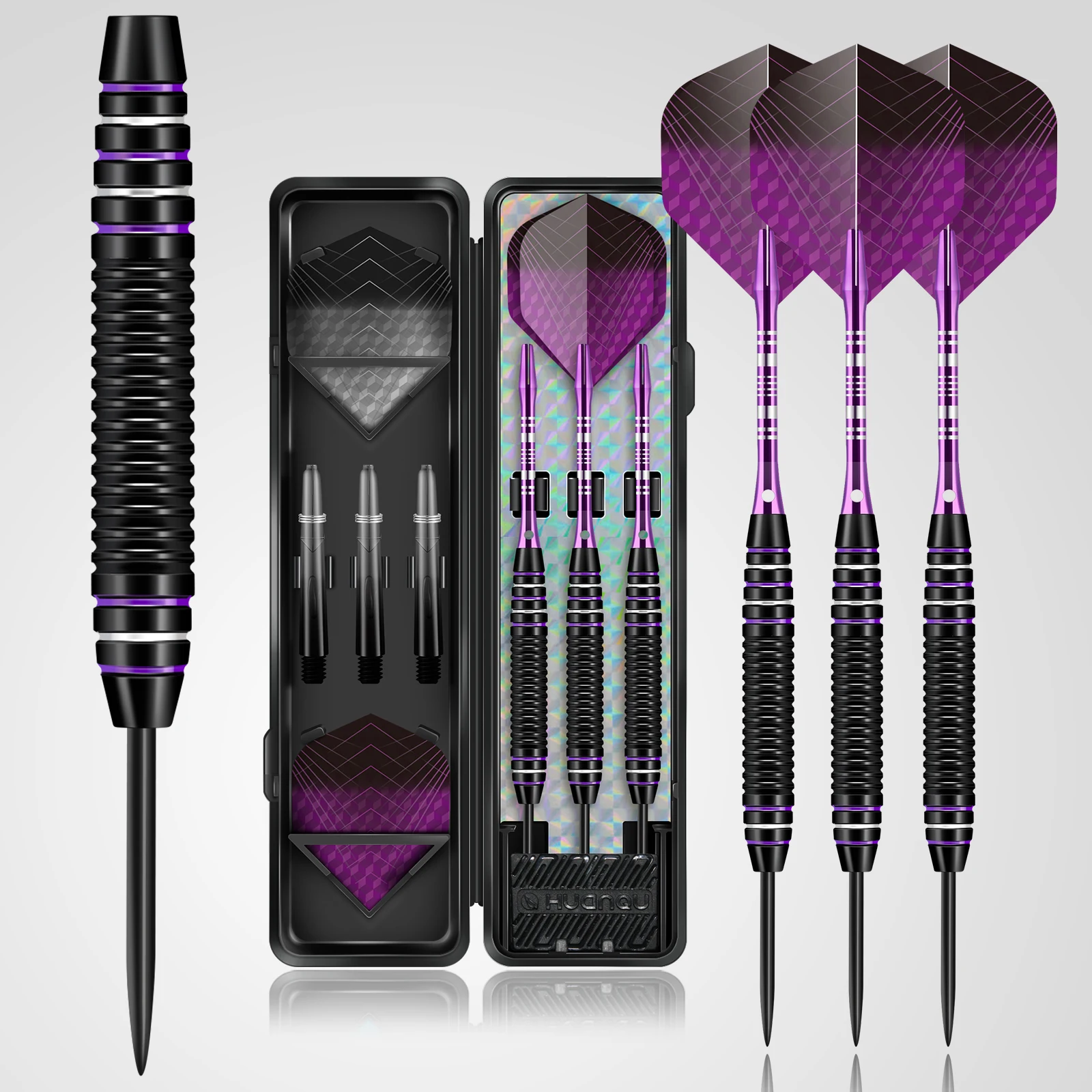 3-Pack of 20g Hard Darts with Textured Grip and Standard Tail Fins, Comes with a Storage Case, Suitable for Professional Competitions, Training, and Home Entertainment, the Preferred Choice for Professional Players and Dart Enthusiasts, a Great Gift for Birthdays and Christmas
