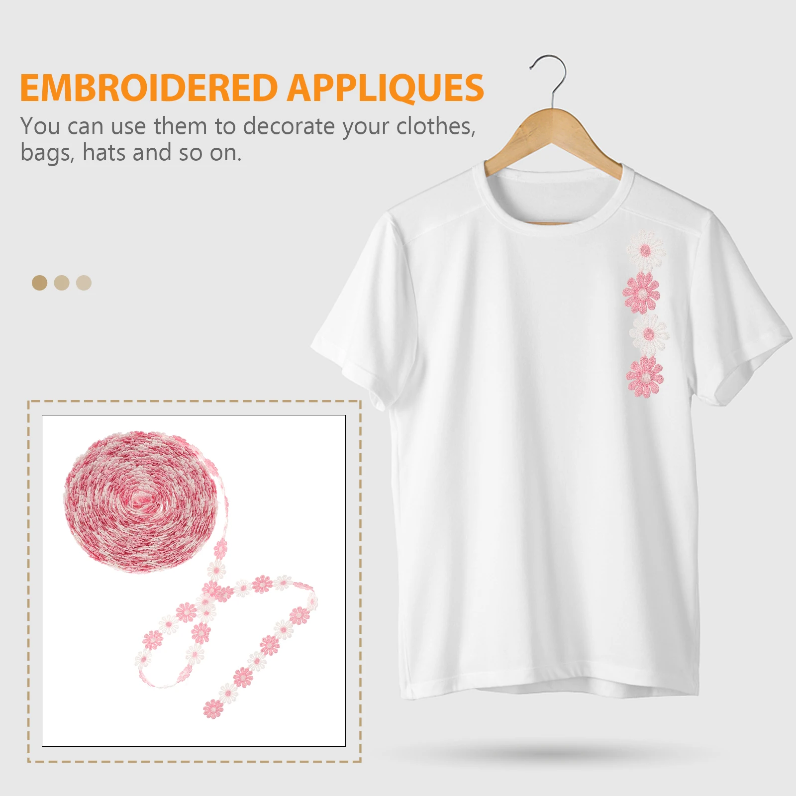 

Embroidery Lace Appliques Floral Fabric Trims Sewing Ribbons Wedding Dress Home Decoration Daisy Trim Craft Embellishment