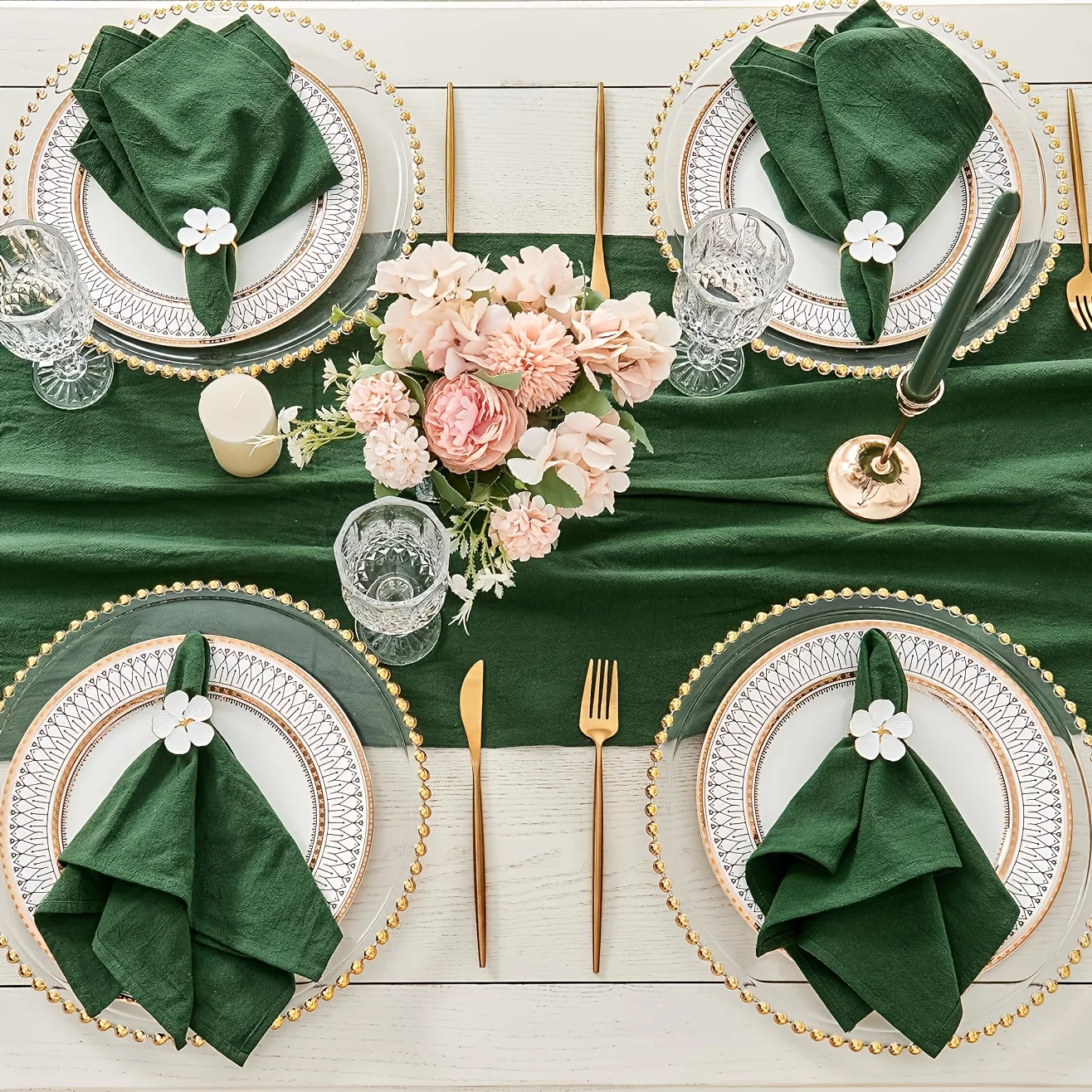 Set of 6 Cotton Cloth Napkins 30x45cm, Washable Reusable Christmas Napkins for Wedding Party Birthday Dining Table Decorations