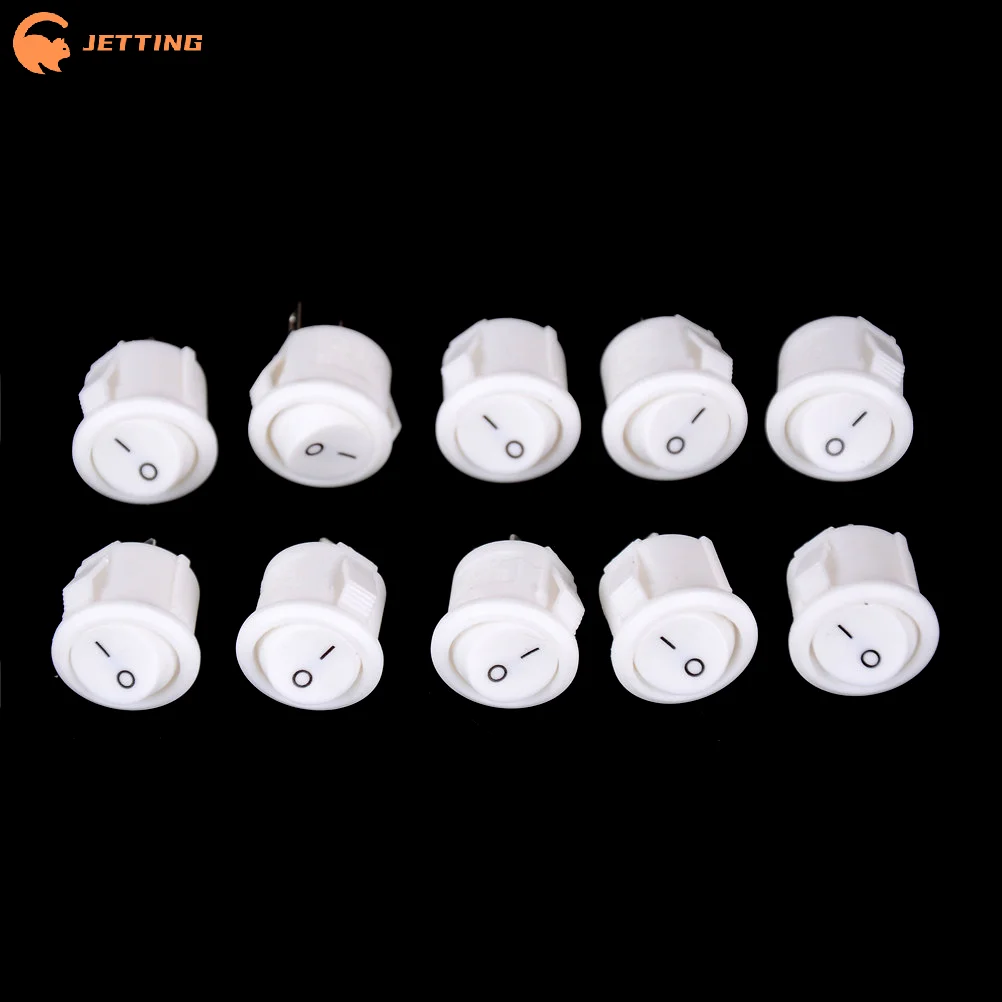 (New) 10/20Pcs 3A/250V 16mm Diameter White Round Boat Rocker Switches Mini 2Pin ON-OFF Switch