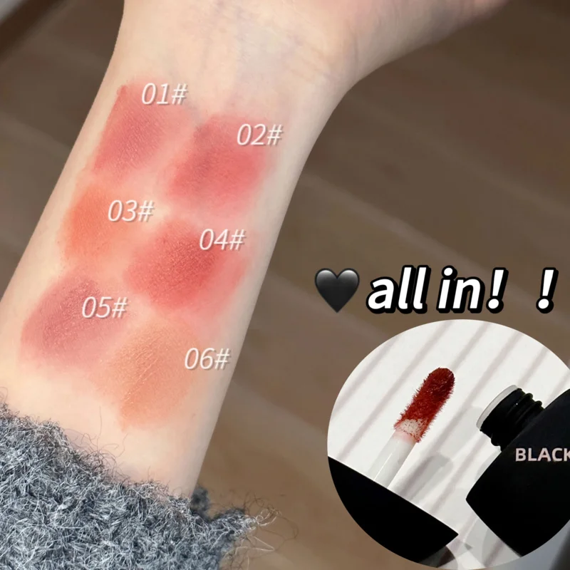 Schwarz silber herz lippenstift samt matt lippen schlamm ton lip gloss flüssige lippen tönung creme pigment lang anhaltende seidige lippen kosmetik