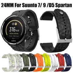 24mm Outdoor Breathable Sports Silicone Strap Band For Suunto 7/ 9 /D5 Spartan Wrist HR Baro Smart Watch Replacement Watchband