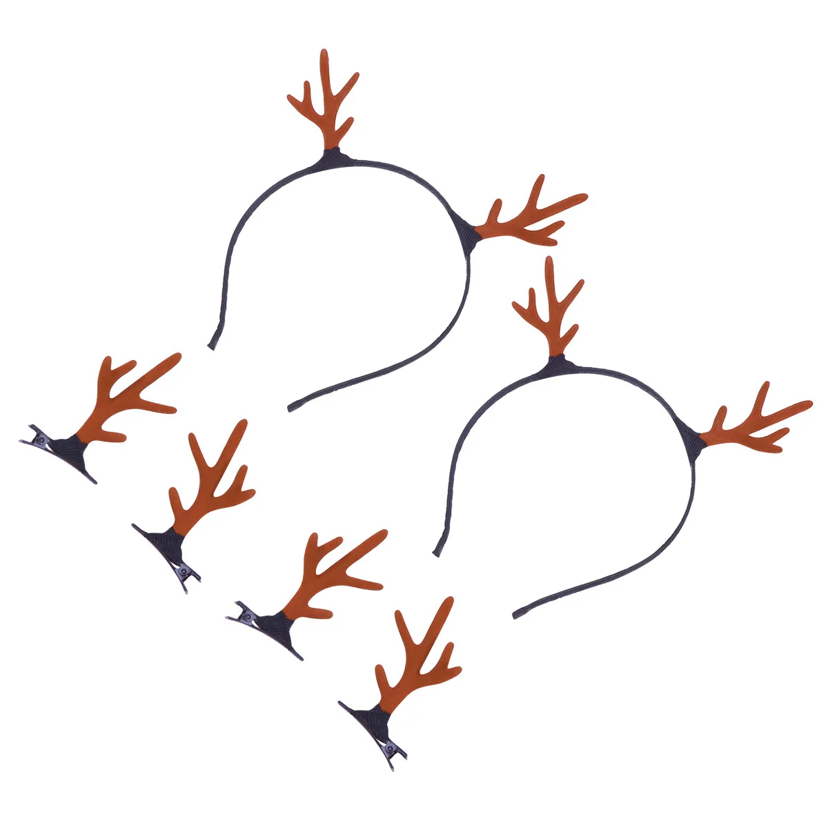 6 قطع من عصابة الرأس بتصميم قرن الوعل، غطاء رأس خفيف الوزن من البلاستيك الراتنج لحفلات العطلات، ملحقات تنكرية على شكل قرن رمادي #6