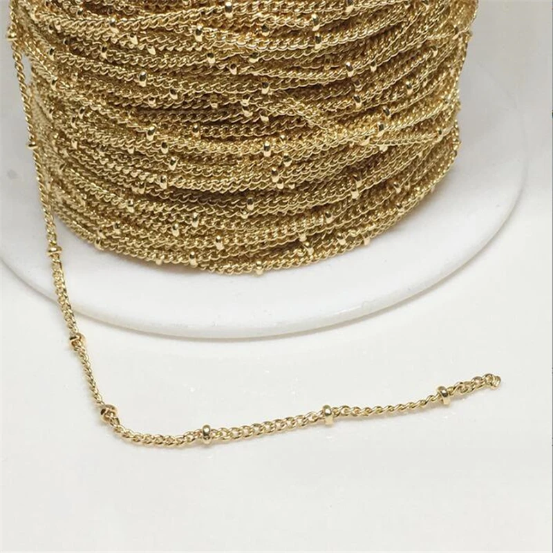 14K Gold Color Plated Brass Beads Chains for Diy Jewelry Making Accessories Nickle Free Necklace Link Chain Material