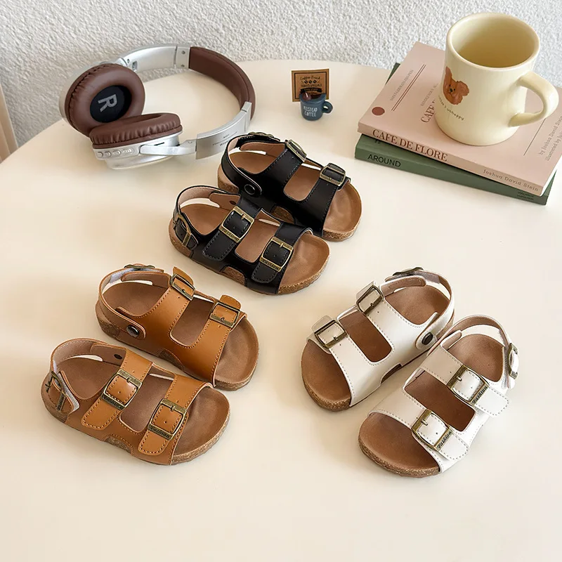 

Fashion Design Kids Sandals Summer Children Beach Shoes Girls Sandals Buckle Open-toed PU Leather Boys Casual Sport Sandals