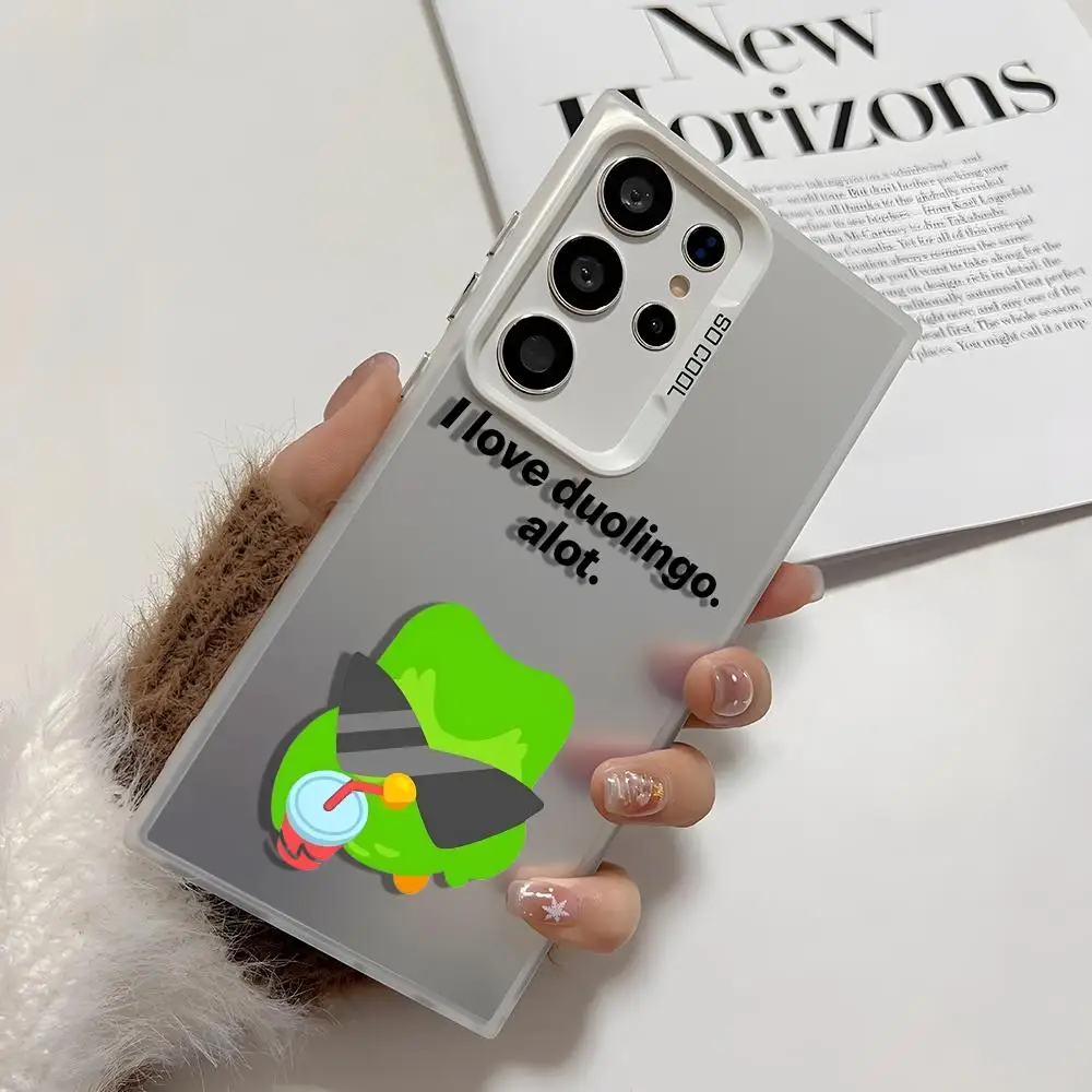 Чехол для телефона с логотипом d-duolingo Owls для Samsung Galaxy S25 Edge S24 S23 S22 S21 S20 Ultra Funda, силиконовый серебристый чехол